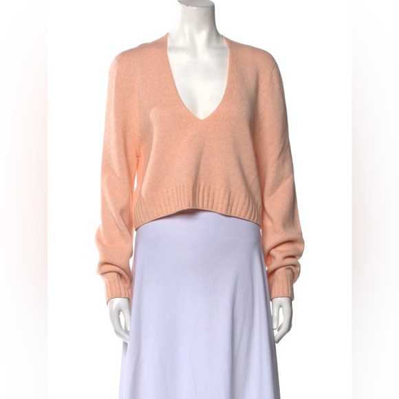 LESET Zoe Crop V Neck Pullover Peach Melange Size L - Picture 9 of 12